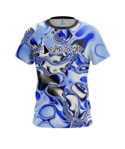 Pyramid Blue And White Liquid Canvas CoolWick Bowling Jersey