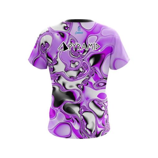 Pyramid Purple And White Liquid Canvas CoolWick Bowling Jersey - Image 2