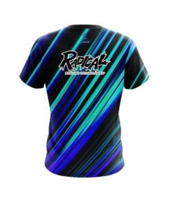 Alternative view of Radical Blue And Green Digital Stripe CoolWick Bowling Jersey