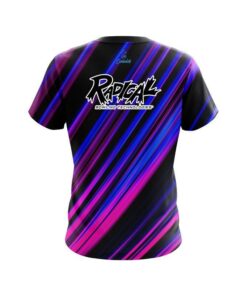 Alternative view of Radical Blue And Pink Digital Stripe CoolWick Bowling Jersey