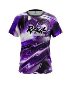 Radical Purple Futuristic Plasma Waves CoolWick Bowling Jersey