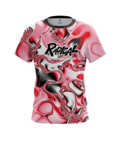 Radical Red And White Liquid Canvas CoolWick Bowling Jersey