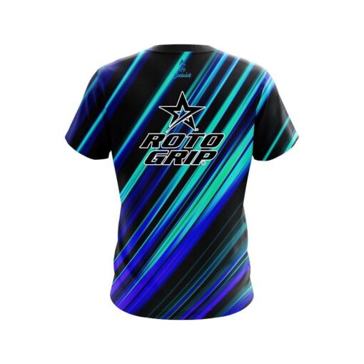 Roto Grip Blue And Green Digital Stripe CoolWick Bowling Jersey - Image 2