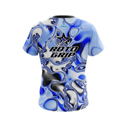 Roto Grip Blue And White Liquid Canvas CoolWick Bowling Jersey - Image 2