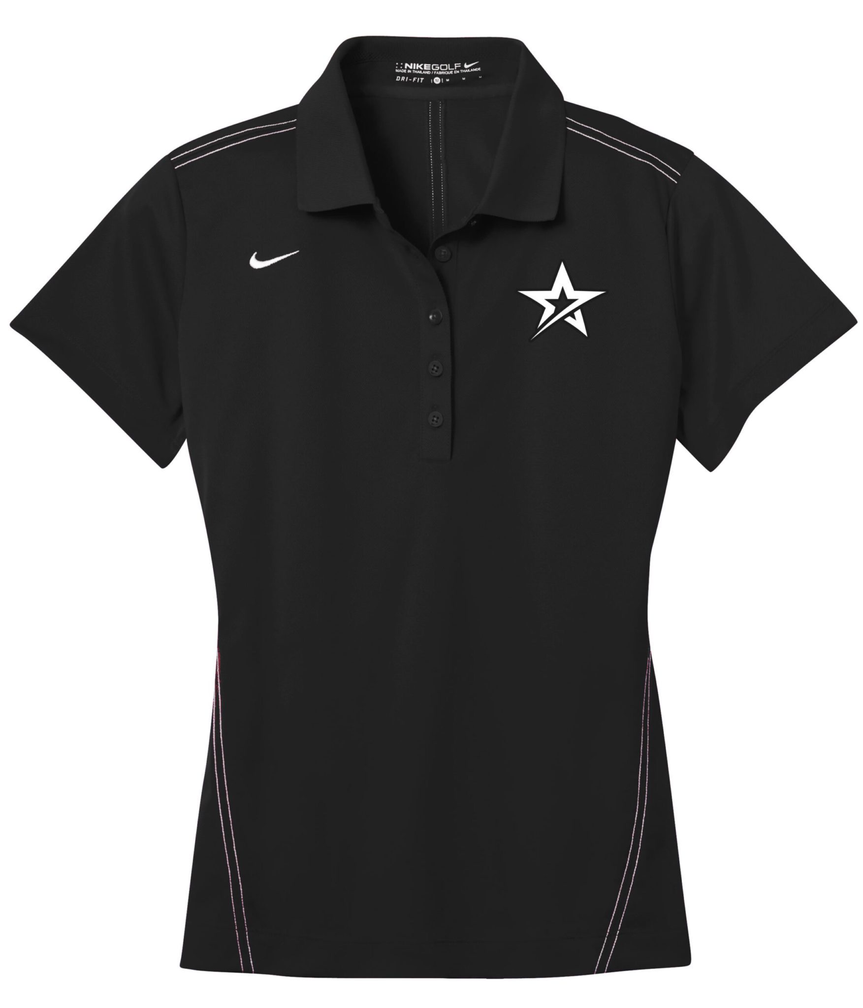 Roto Flat Black Nike Ladies Coolwick Dri-Fit Sport Swoosh Pique Polo