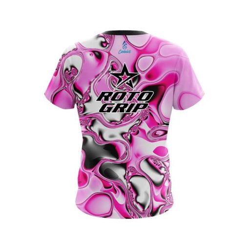 Roto Grip pink And White Liquid Canvas CoolWick Bowling Jersey - Image 2
