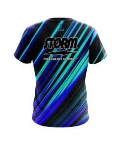 Alternative view of Storm Blue And Green Digital Stripe CoolWick Bowling Jersey