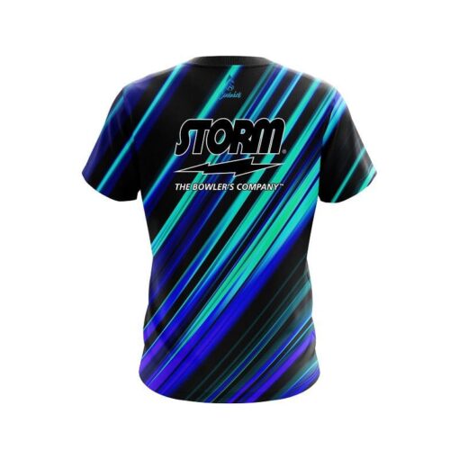 Storm Blue And Green Digital Stripe CoolWick Bowling Jersey - Image 2