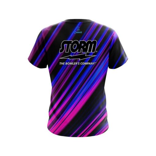 Storm Blue And Pink Digital Stripe CoolWick Bowling Jersey - Image 2