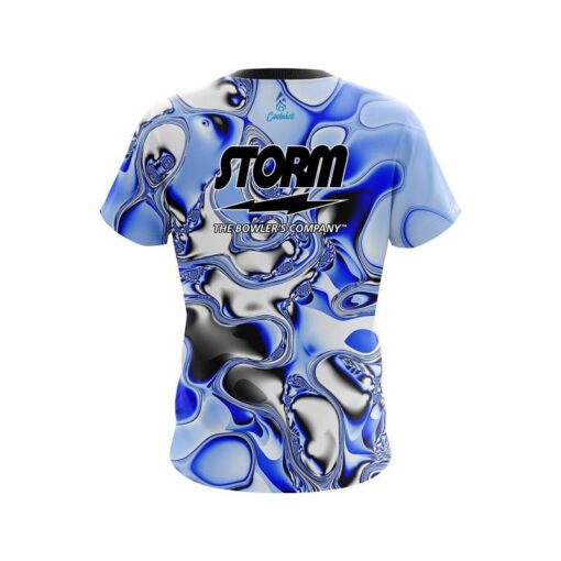 Storm Blue And White Liquid Canvas CoolWick Bowling Jersey - Image 2