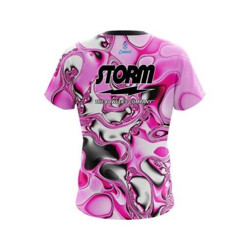 Storm pink And White Liquid Canvas CoolWick Bowling Jersey - Image 2