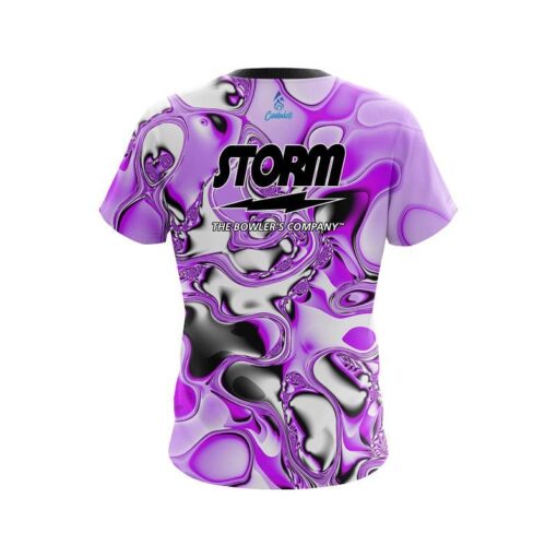 Storm Purple And White Liquid Canvas CoolWick Bowling Jersey - Image 2