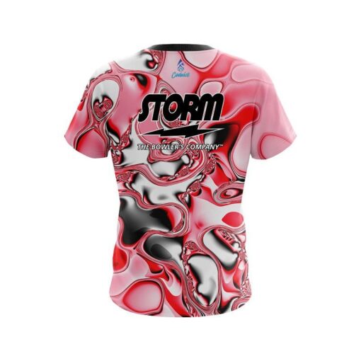 Storm Red And White Liquid Canvas CoolWick Bowling Jersey - Image 2
