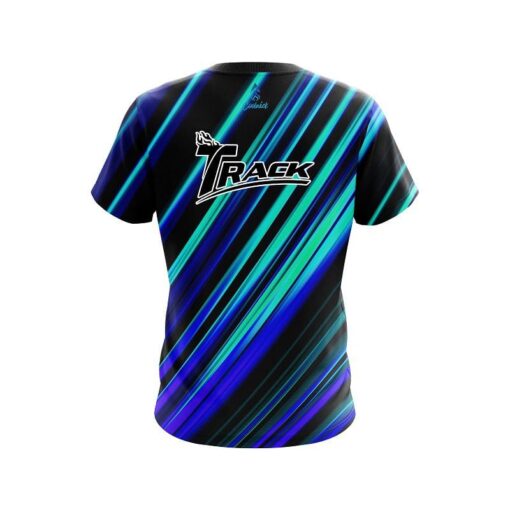 Track Blue And Green Digital Stripe CoolWick Bowling Jersey - Image 2
