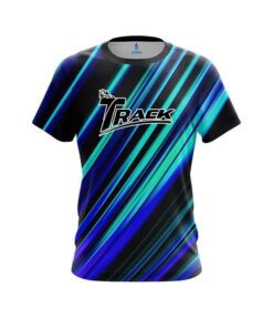 Track Blue And Green Digital Stripe CoolWick Bowling Jersey