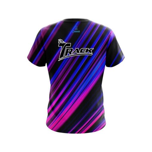 Track Blue And Pink Digital Stripe CoolWick Bowling Jersey - Image 2