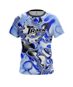 Track Blue And White Liquid Canvas CoolWick Bowling Jersey