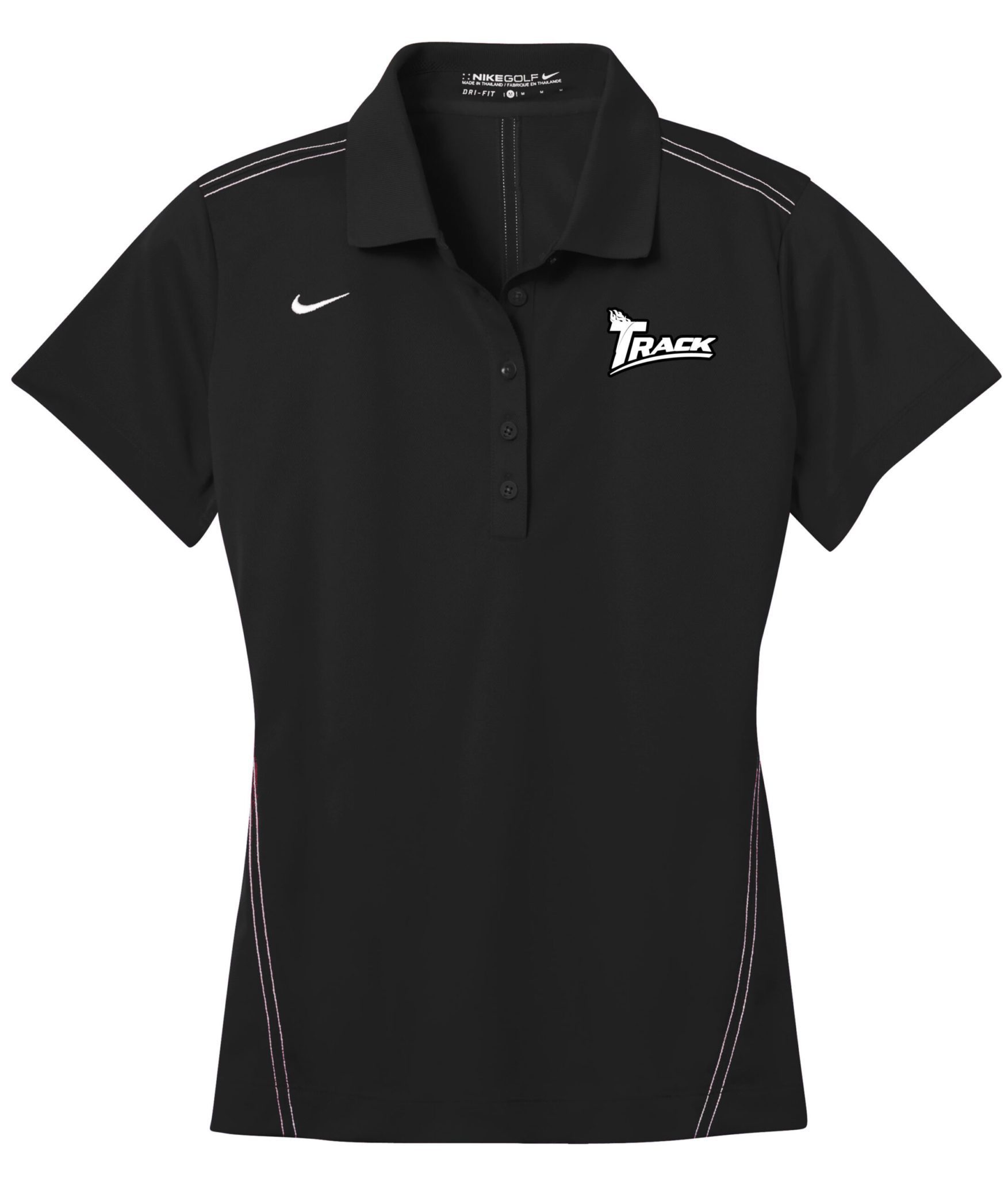 Track Flat Black Nike Ladies Coolwick Dri-Fit Sport Swoosh Pique Polo