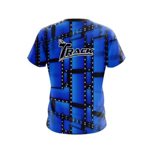 Track Movie Reel Blue CoolWick Bowling Jersey - Image 2
