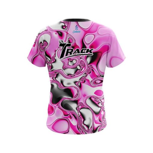 Track pink And White Liquid Canvas CoolWick Bowling Jersey - Image 2