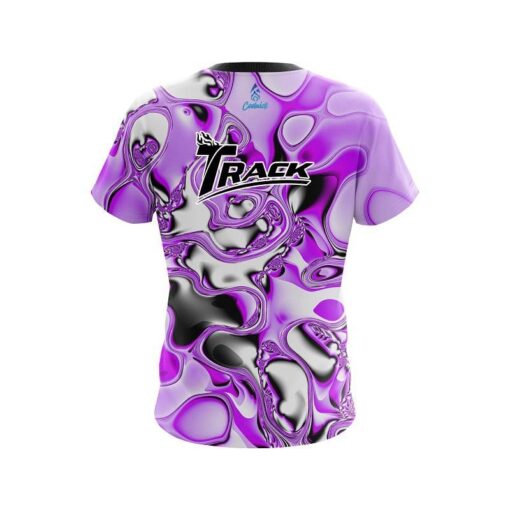 Track Purple And White Liquid Canvas CoolWick Bowling Jersey - Image 2