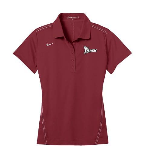 Track Team Red Nike Ladies Coolwick Dri-Fit Sport Swoosh Pique Polo