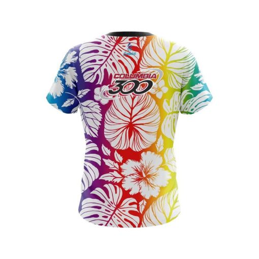 Columbia 300 Hawaiian Tropical Leafs CoolWick Bowling Jersey - Image 2