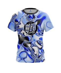 DV8 Blue And White Liquid Canvas CoolWick Bowling Jersey