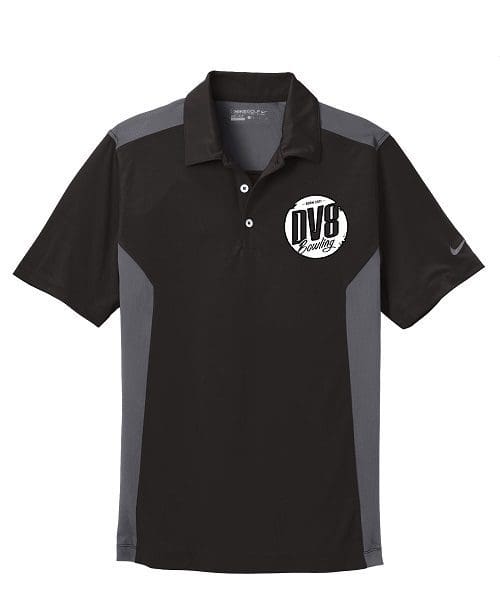 DV8 Black Grey Nike Coolwick Embroidery Dri-FIT Polo
