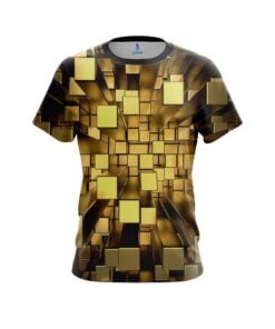 Plain Gold Block Burst CoolWick Bowling Jersey