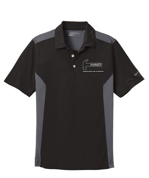 Hammer Black Grey Nike Coolwick Embroidery Dri-FIT Polo