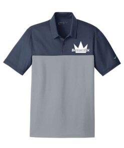 Brunswick Navy Grey Nike Embroidery Coolwick Dri-FIT Colorblock Micro Pique Polo