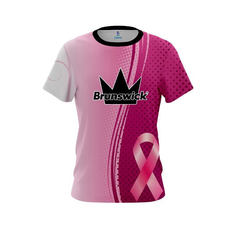 Brunswick Women's T-Shirt Bowling Pink Breast Cancer Ribbon Tri-Color Fusion 