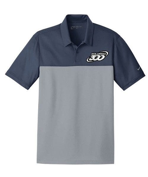 Columbia 300 Navy Grey Nike Embroidery Coolwick Dri-FIT Colorblock Micro Pique Polo