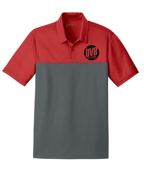 DV8 Varsity Red Nike Embroidery Coolwick Dri-FIT Colorblock Micro Pique Polo