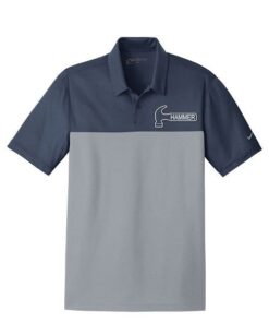 Hammer Taboo Navy Grey Men's Embroidered Nike Dri-Fit Coolwick Bowling Polo Shirt