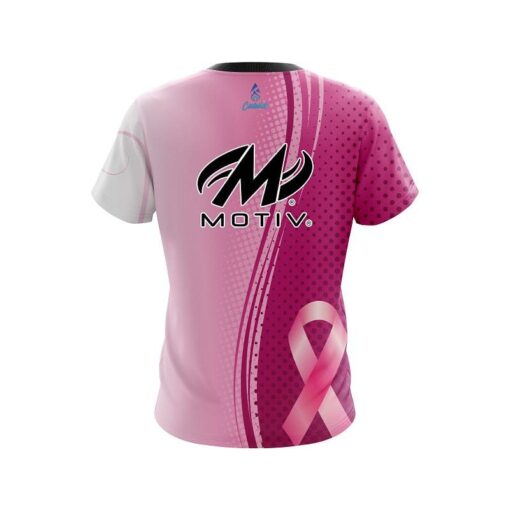 Motiv Breast Cancer Pink Swirls CoolWick Bowling Jersey - Image 2
