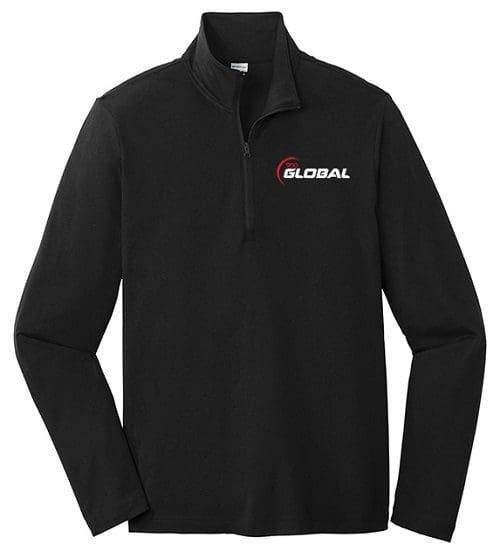 900 Global Men's Ordnance Black Red 1/4 Zip Tri-Blend Wicking Pullover