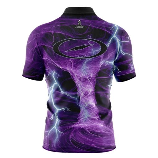 Storm Electrical Tornado Purple Quick Ship CoolWick Sash Zip Bowling Jersey - Image 2