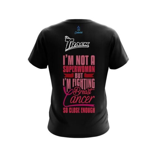Track Breast Cancer Superwoman CoolWick Bowling Jersey - Image 2