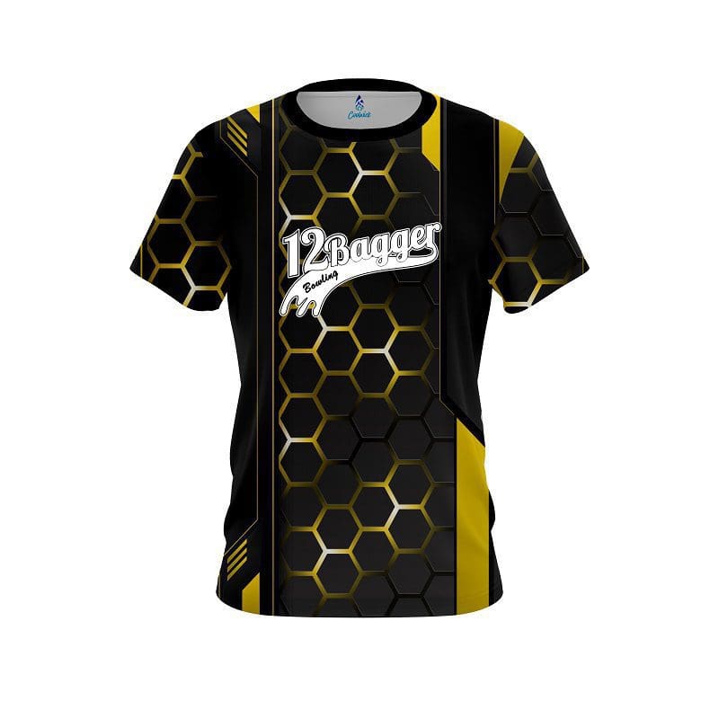 12Bagger Yellow Steel Comb CoolWick Bowling Jersey