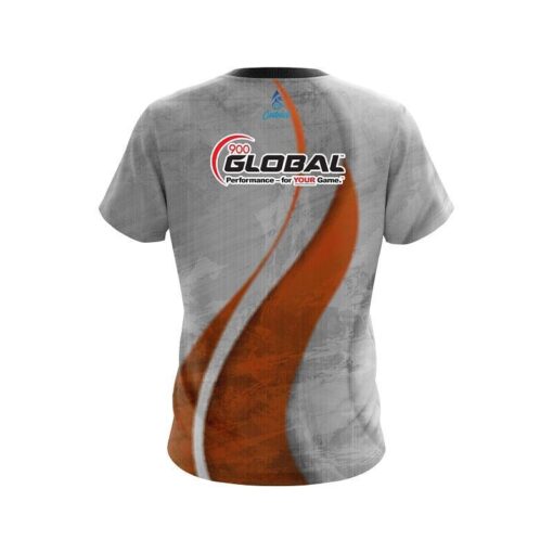 900 Global Rough Edges Orange CoolWick Bowling Jersey - Image 2