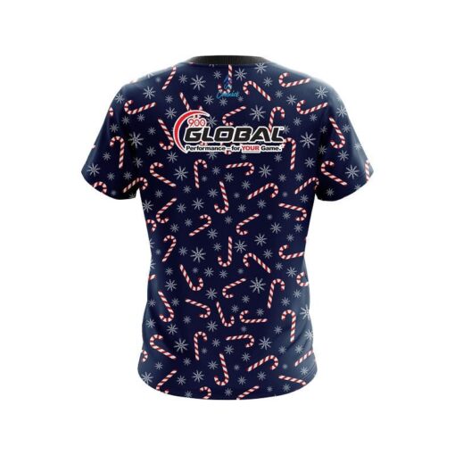 900 Global Snowy Candy Cane CoolWick Bowling Jersey - Image 2