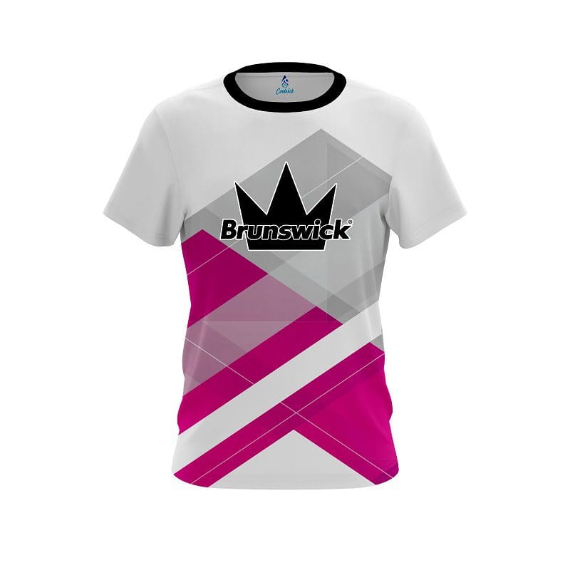 Brunswick Women's GigaZone Performance Polo Bowling Shirt Colorblock Grey Pink 