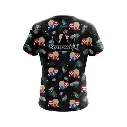 Brunswick Sloths Christmas Time CoolWick Bowling Jersey - Image 2