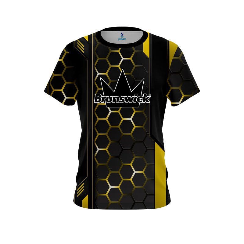 Brunswick Yellow Steel Comb CoolWick Bowling Jersey