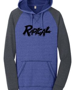 Radical Men's Mighty Lightweight Fleece Raglan Grey Blue Hoodie