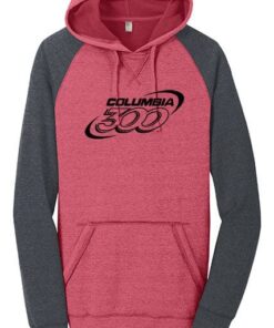 Columbia 300 Men's Rage Hoodie Lightweight Fleece Raglan Grey Red