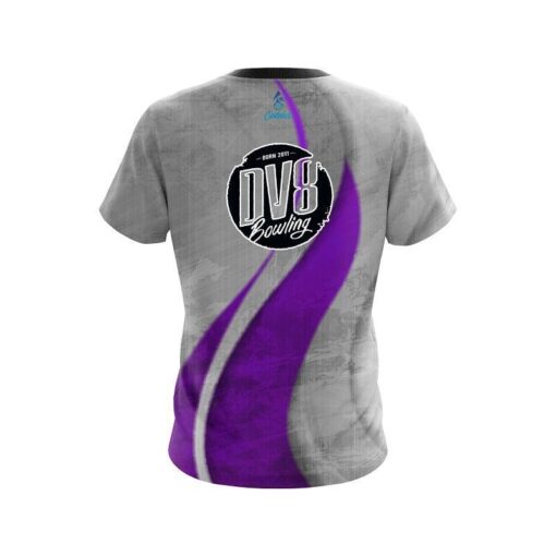 DV8 Rough Edges Purple CoolWick Bowling Jersey - Image 2