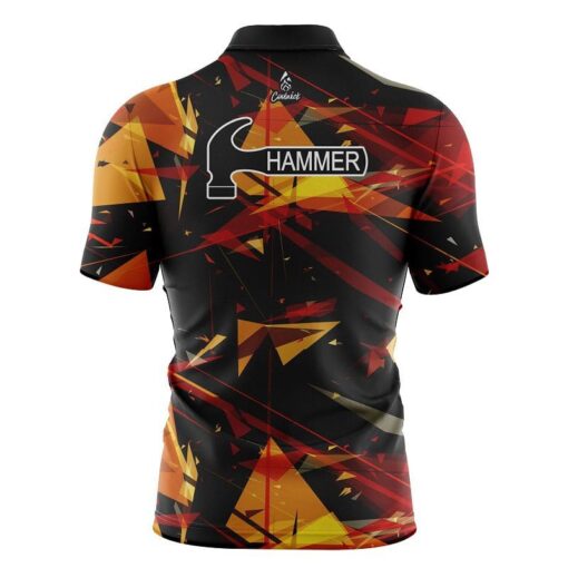Hammer Shattered Shapes Quick Ship CoolWick Sash Zip Bowling Jersey - Image 2